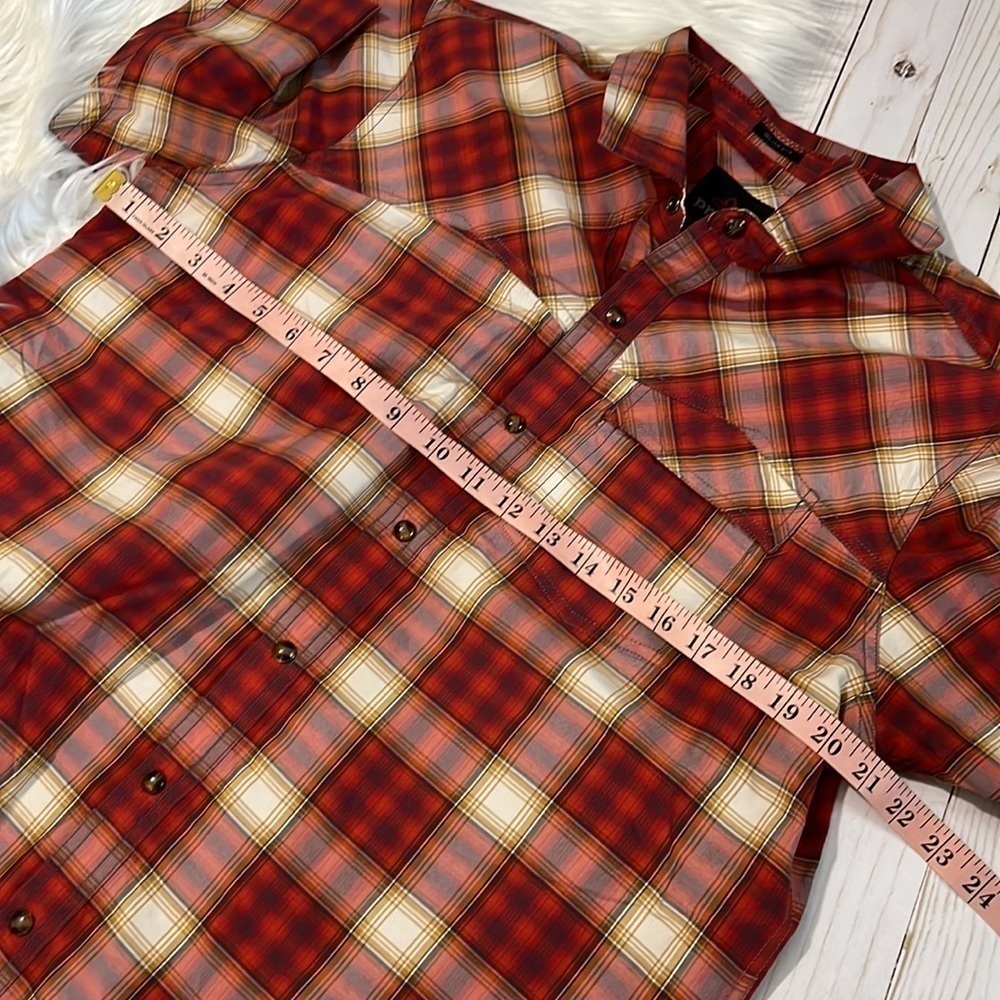 Prana plaid button down slim fit shirt size L - Picture 8 of 9